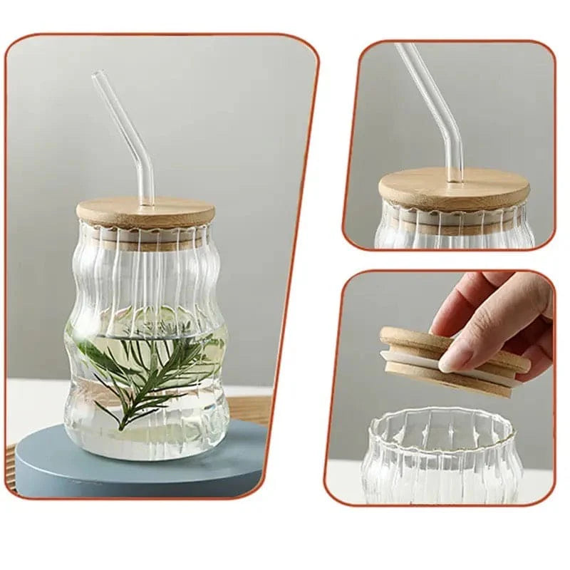 Glass Mug With Glass Straw 500ml